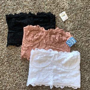 Free People Bralettes NEW black, pink, and white Size Sm